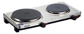 double burner, stainless body, solid plates