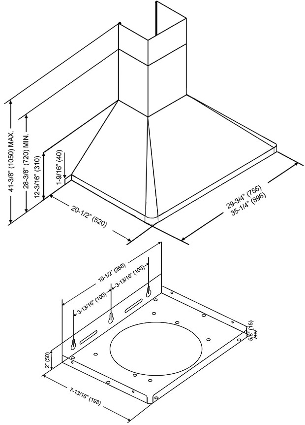 Kobe Range Hood model RA9436SQB1 RA094SQB1 Series (6 speed), 36