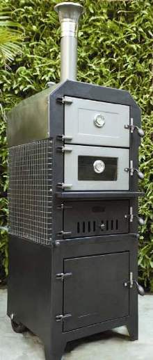 Wood-fired Pizza & Smoker Double Oven w/Storage Cart