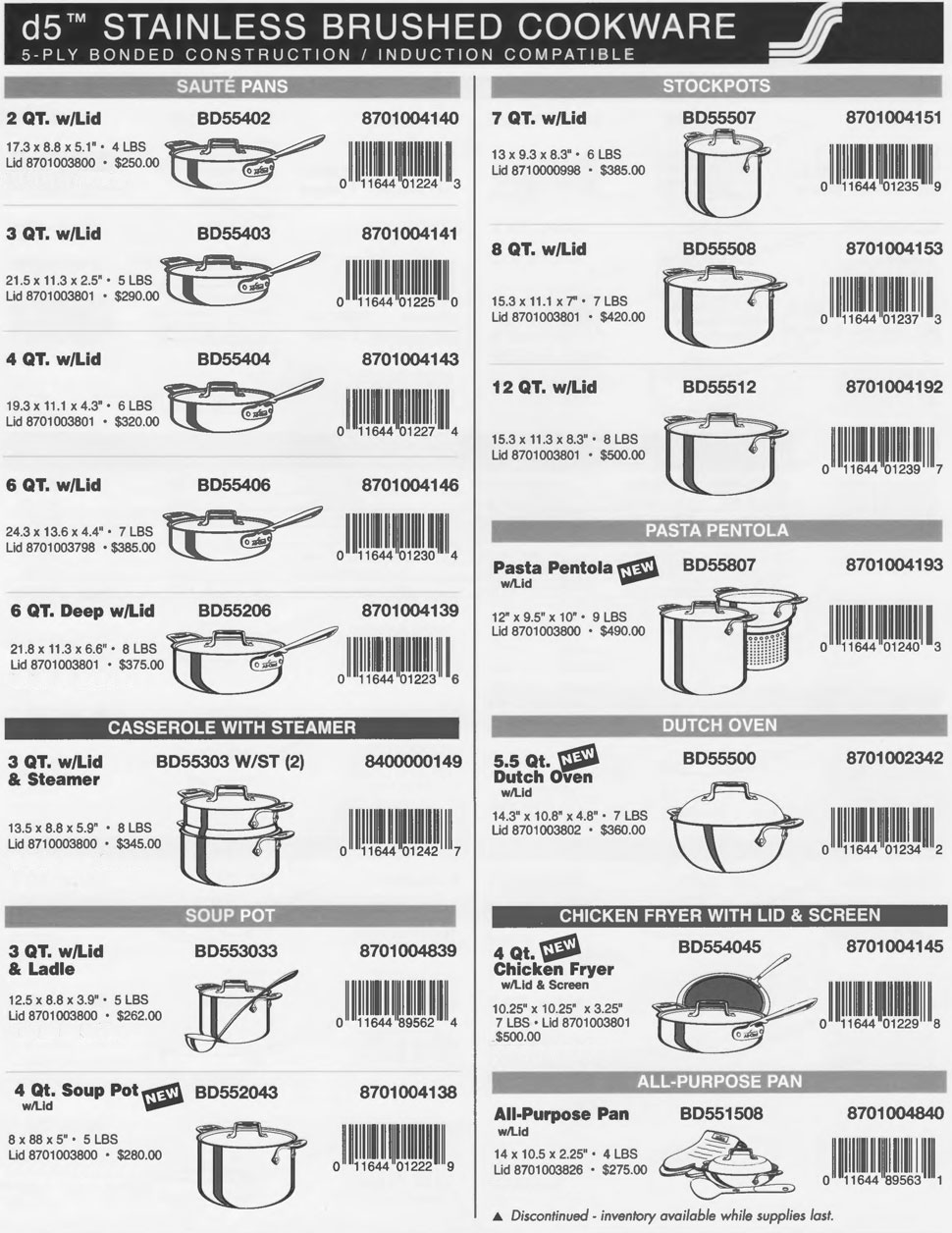 AllClad Stainless Steel Cookware