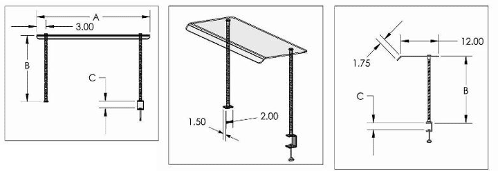 Specification Diagram for Flexaguard Sneeze Guard
