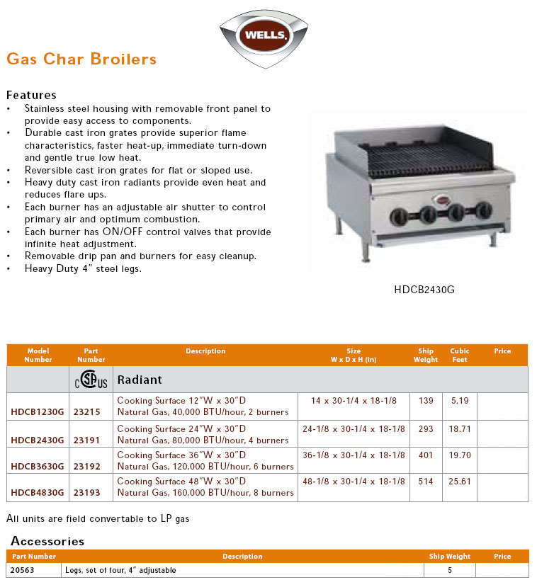 Wells Gas Countertop Char Broilers